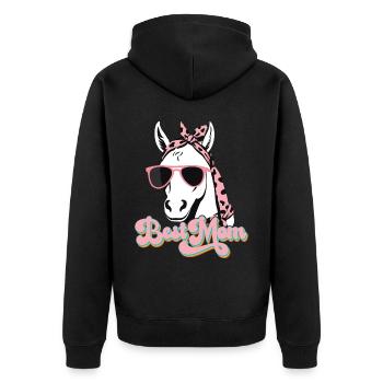 Mama Pferd Pferdeliebhaber Mutter Stilvolle Liebe - Unisex Premium Bio Zip Hoodie - Schwarz - Hinten - Nico (187cm)