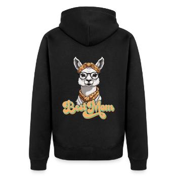 Llama Loving Mom Funny Mom Design - Unisex Premium Organic Zip Hoodie - black - Back - Nico (187cm)