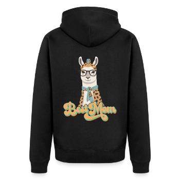 Llama Loving Mom Funny Mom Design - Unisex Premium Organic Zip Hoodie - black - Back - Nico (187cm)