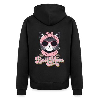 Cat Mom With Style Best Mom Cute Cat - Unisex Premium Organic Zip Hoodie - black - Back - Nico (187cm)