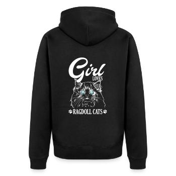Girl loves Ragdoll Cats Haustier - Unisex Premium Bio Zip Hoodie - Schwarz - Hinten - Nico (187cm)