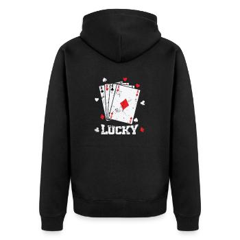 Jeu de cartes porte-bonheur Skat Poker - Veste à capuche bio Premium Unisexe - noir - Dos - Nico (187cm)