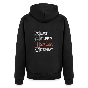 Salsa - Unisex Premium Bio Zip Hoodie - Schwarz - Hinten - Nico (187cm)
