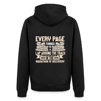 Reading Bookworm - Unisex Premium Organic Zip Hoodie - black - Back - Nico (187cm)