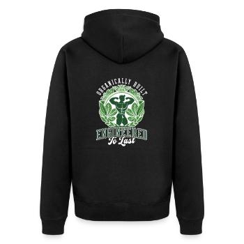Natty Bodybuilder Entwickelt für die Ewigkeit - Unisex Premium Bio Zip Hoodie - Schwarz - Hinten - Nico (187cm)
