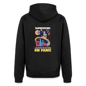 Superviseur Un travail où l’on peut s’épanouir dans la panique - Veste à capuche bio Premium Unisexe - noir - Dos - Nico (187cm)
