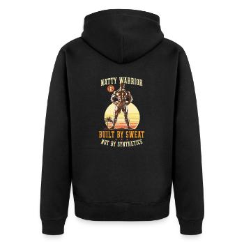 Natty Bodybuilder Natty Warrior Sweat Nicht - Unisex Premium Bio Zip Hoodie - Schwarz - Hinten - Nico (187cm)