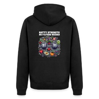 Natty Bodybuilder Natty Stärke, keine Filter erforderlich - Unisex Premium Bio Zip Hoodie - Schwarz - Hinten - Nico (187cm)