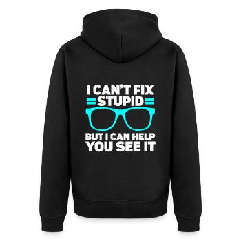 Optometrist Optician Optometry - Unisex Premium Bio Zip Hoodie - Schwarz - Hinten - Nico (187cm)