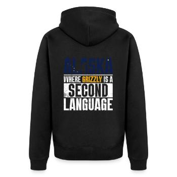 Grizzlybär Alaska Braunbär Bär - Unisex Premium Bio Zip Hoodie - Schwarz - Hinten - Nico (187cm)