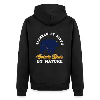 Grizzlybär Alaska Braunbär Bär - Unisex Premium Bio Zip Hoodie - Schwarz - Hinten - Nico (187cm)