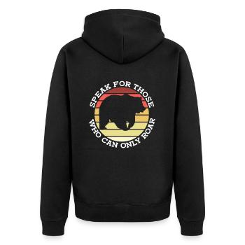 Grizzlybär Tierrechte Braunbär - Unisex Premium Bio Zip Hoodie - Schwarz - Hinten - Nico (187cm)