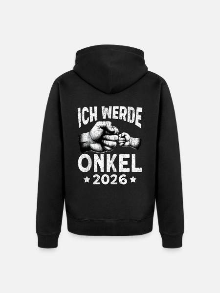 Ich werde Onkel 2026 - Unisex Premium Bio Zip Hoodie - Schwarz