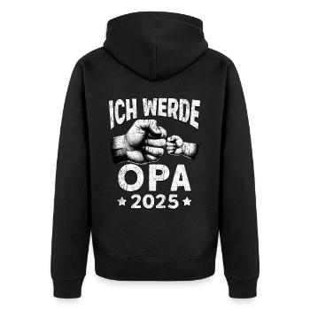 Je serai grand-père en 2025 - Veste à capuche bio Premium Unisexe - noir - Dos - Nico (187cm)