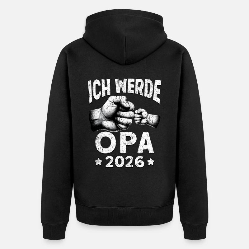 Ich werde Opa 2026 - Unisex Premium Bio Zip Hoodie - Schwarz