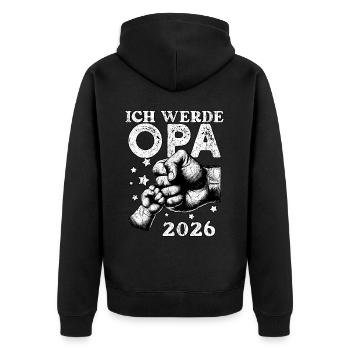 Je serai grand-père en 2026 - Veste à capuche bio Premium Unisexe - noir - Dos - Nico (187cm)