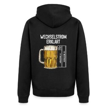 Wechselstrom erklärt Bier Elektriker Technik - Unisex Premium Bio Zip Hoodie - Schwarz - Hinten - Nico (187cm)
