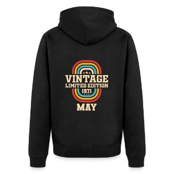 53. Geburtstag Mai Jahrgang 1971 Geschenkidee - Unisex Premium Bio Zip Hoodie - Schwarz - Hinten - Nico (187cm)