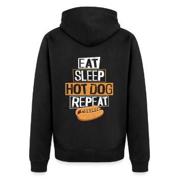 Hot Dog Adult Eat Sleep Hot Dog - Unisex Premium Organic Zip Hoodie - black - Back - Nico (187cm)