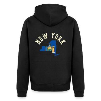 New York Usa Flag Patriot Pride Home State - Unisex Premium Organic Zip Hoodie - black - Back - Nico (187cm)