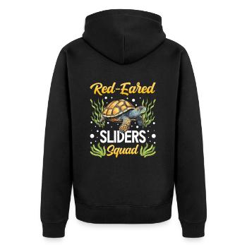 Red-eared turtle lovers - Unisex Premium Organic Zip Hoodie - black - Back - Nico (187cm)