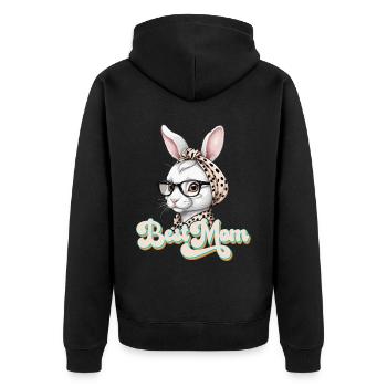 Mama Hase Süßer Osterhase Hasenliebhaber Mutti - Unisex Premium Bio Zip Hoodie - Schwarz - Hinten - Nico (187cm)