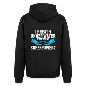 Tauchen Taucher - Unisex Premium Bio Zip Hoodie - Schwarz - Hinten - Nico (187cm)