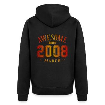 Mars 2008 - Anniversaire en mars Génial - Veste à capuche bio Premium Unisexe - noir - Dos - Nico (187cm)