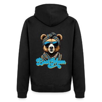 Best Mom Funny Mama Bear Mother Bear Design - Unisex Premium Organic Zip Hoodie - black - Back - Nico (187cm)
