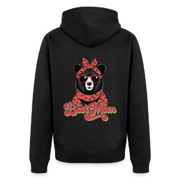 Best Mom Funny Mom Bear Mother's Day - Unisex Premium Organic Zip Hoodie - black - Back - Nico (187cm)
