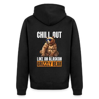 Grizzlybär Alaska Braunbär Bär - Unisex Premium Bio Zip Hoodie - Schwarz - Hinten - Nico (187cm)