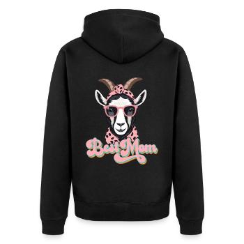 Best Mom Funny Mom Goat Perfect For Mother's Day - Unisex Premium Organic Zip Hoodie - black - Back - Nico (187cm)