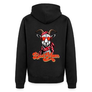 Best Mom Lustige Mama Ziege Perfekt Zum Muttertag - Unisex Premium Bio Zip Hoodie - Schwarz - Hinten - Nico (187cm)