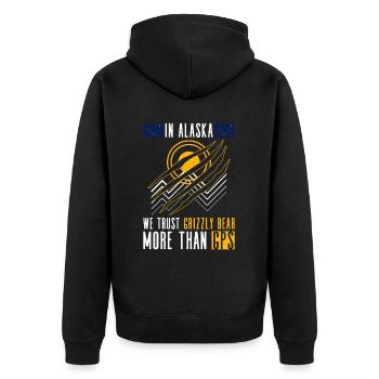 Grizzlybär Alaska Braunbär Bär - Unisex Premium Bio Zip Hoodie - Schwarz - Hinten - Nico (187cm)