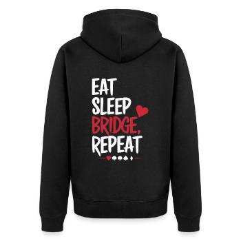 Bridge Card Game Gift - Unisex Premium Organic Zip Hoodie - black - Back - Nico (187cm)