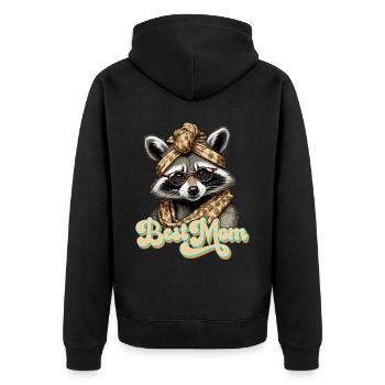 Meilleur design de raton laveur de maman parfait pour la fête des mères - Veste à capuche bio Premium Unisexe - noir - Dos - Nico (187cm)