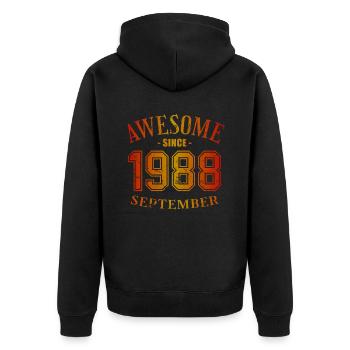 September 1988 - Geburtstag im September Awesome - Unisex Premium Bio Zip Hoodie - Schwarz - Hinten - Nico (187cm)