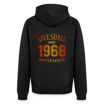 Septembre 1968 - Anniversaire de septembre - Veste à capuche bio Premium Unisexe - noir - Dos - Nico (187cm)