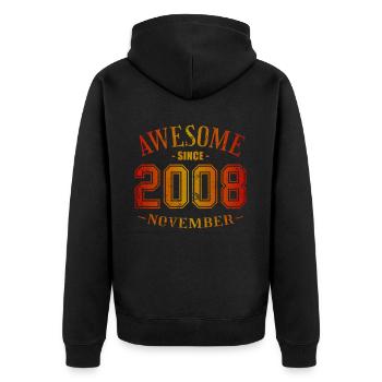 Novembre 2008 - Anniversaire en novembre Génial - Veste à capuche bio Premium Unisexe - noir - Dos - Nico (187cm)