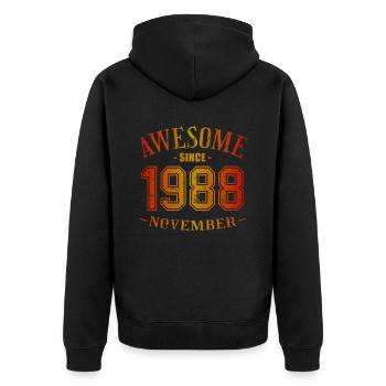 November 1988 - Geburtstag im November Awesome - Unisex Premium Bio Zip Hoodie - Schwarz - Hinten - Nico (187cm)