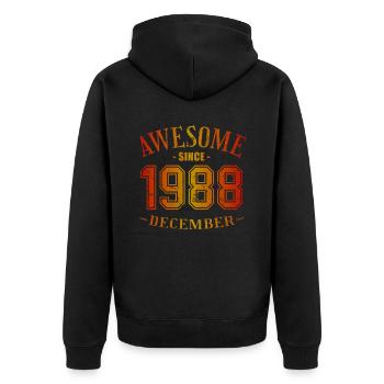 December 1988 - Geburtstag im Dezember Awesome - Unisex Premium Bio Zip Hoodie - Schwarz - Hinten - Nico (187cm)