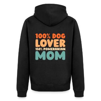 Pomeranian - Unisex Premium Bio Zip Hoodie - Schwarz - Hinten - Nico (187cm)