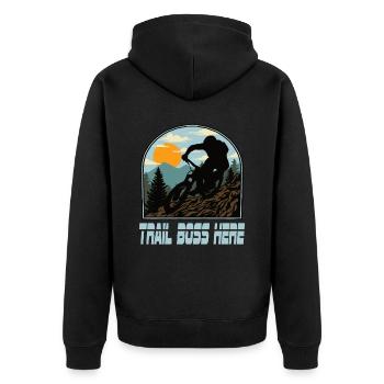 Downhill Mountainbike Mtb Mountainbiker Biking - Unisex Premium Bio Zip Hoodie - Schwarz - Hinten - Nico (187cm)
