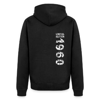 1960 Geburtstag Geschenkidee Vintage Edition 1960 - Unisex Premium Bio Zip Hoodie - Schwarz - Hinten - Nico (187cm)