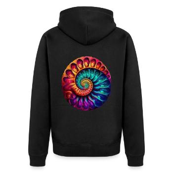 Ammonit Fossil Paläontologie Pop Art - Unisex Premium Bio Zip Hoodie - Schwarz - Hinten - Nico (187cm)