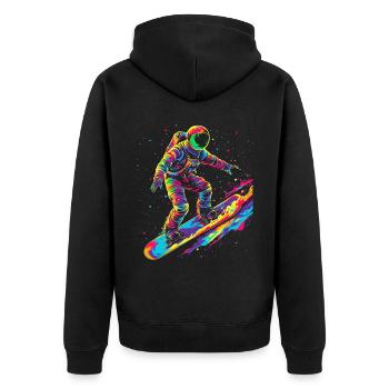 Astronaut Surfing Planet Space Pop Art - Unisex Premium Organic Zip Hoodie - black - Back - Nico (187cm)