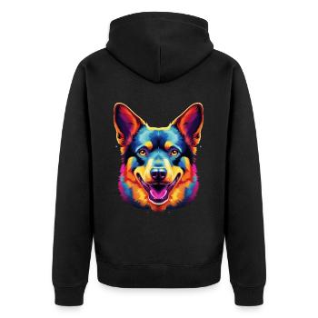 Australian Cattle Dog Pop Art - Unisex Premium Organic Zip Hoodie - black - Back - Nico (187cm)