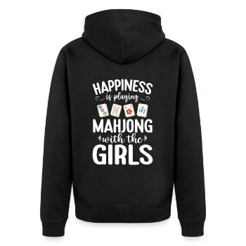Mahjong Mah Jong Chinesisches Spiel Mah Jongg - Unisex Premium Bio Zip Hoodie - Schwarz - Hinten - Nico (187cm)