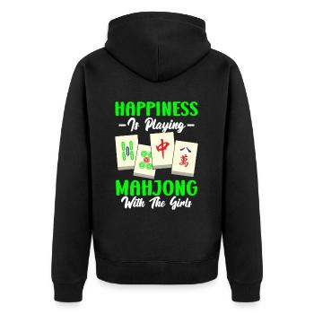 Mahjong Mah Jong Chinesisches Spiel Mah Jongg - Unisex Premium Bio Zip Hoodie - Schwarz - Hinten - Nico (187cm)