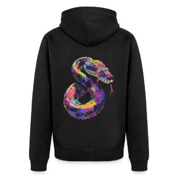Ball Python Snake Pop Art - Unisex Premium Organic Zip Hoodie - black - Back - Nico (187cm)